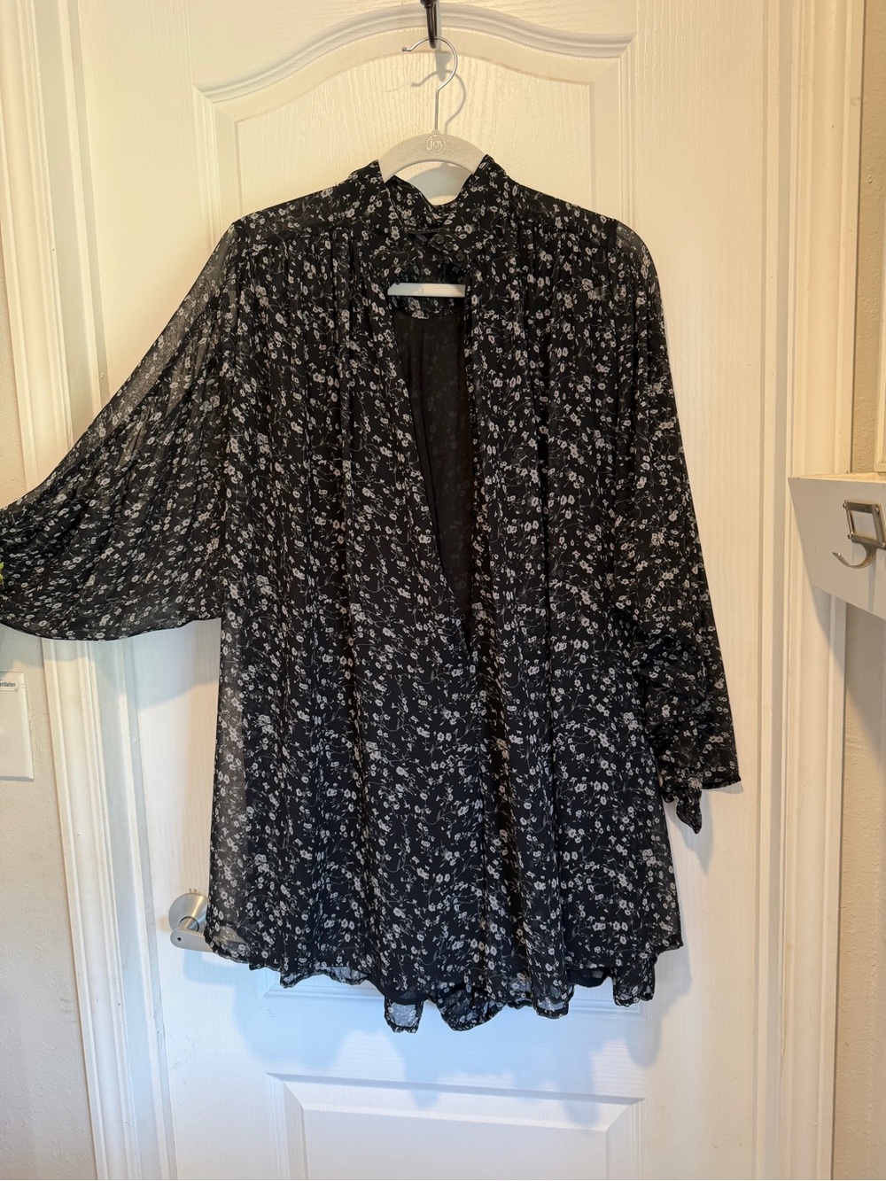 Zara Black Floral Sheer Wrap Romper
